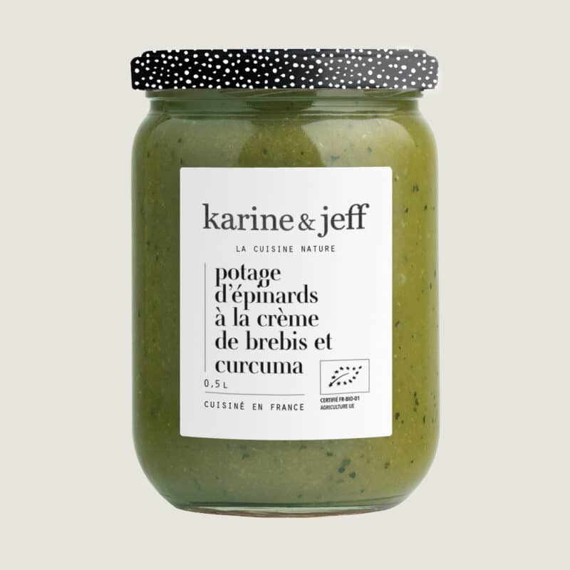 Spinach Soup with Sheep's Cream and Turmeric