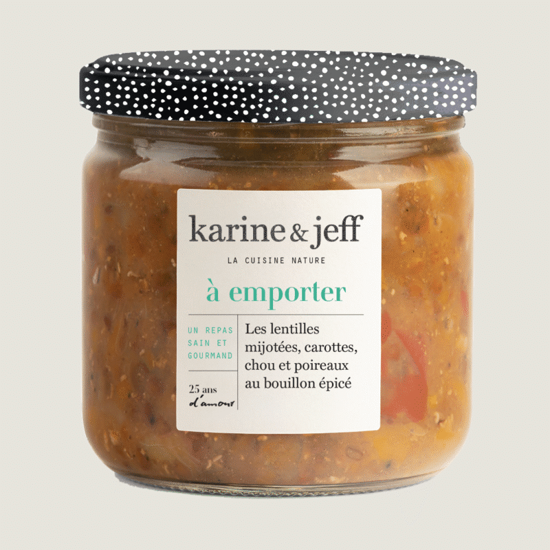 Simmered Lentils - carrots, cabbage, and leeks in spicy broth.