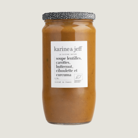 Lentil, carrot, butternut, chive and turmeric soup
